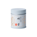 New unopened large tin can of Ippodo Tea Sayaka matcha with Japanese characters and gold leaf embossed on white