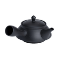 Matte black Japanese kyusu 8 ounce teapot by Ippodo Tea. Left side handle kyusu for brewing traditional Japanese green tea.
