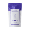 White packaging with indigo violet faux-painted details of Kaboku Sencha prized Japanese green tea 80g bag by Ippodo Tea Co.
