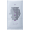 White packaging bag for Organic Gyokuro by Ippodo Tea with grey pointillism teapot and purple writing and designs