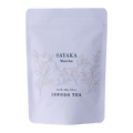 White resealable 100 gram bag of Ippodo Sayaka matcha with gold minimalist floral design