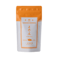 White packaging with orange faux-painted details for Shoike classic Japanese Sencha green tea 80g bag by Ippodo Tea Co.