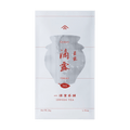 White packaging bag for Tekiro Gyokuro by Ippodo Tea with grey pointillism teapot and red writing and designs